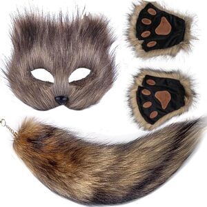 5746 Therian Mask And Tail Set For Girls Halloween Cat Mask